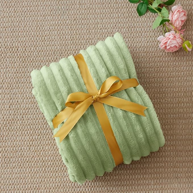 BEDELITE Ribbed Twin Blanket for Couch & Bed, Sage Green, Warm Yet Lightweight - Image 6