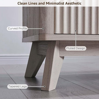 OKD 70" Mid Century Modern Fluted TV Stand, Entertainment Center, Media Console - Image 5