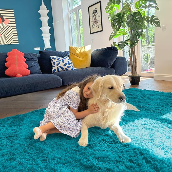 OLANLY 3x5 Machine Washable Small Bedside Rug, Soft Fluffy Shaggy Rugs - Image 5