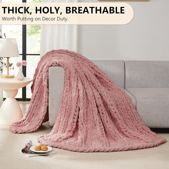L'AGRATY Chunky Knit Throw Blanket - Image 6