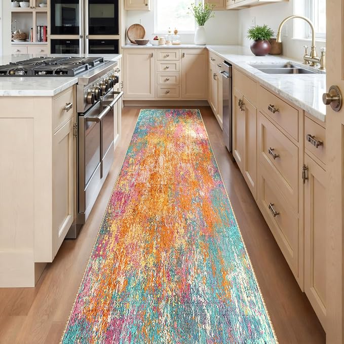 RELEANY Washable Runner 2'x8' Abstract Area Rug - Image 2