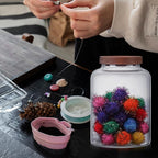 Large Glass Jar with Wooden Lid Glass Sugar Containers Kitchen Canisters Pantry Glass Food Storage Container for Candy Coffee Bean Cereal Flour Cookies