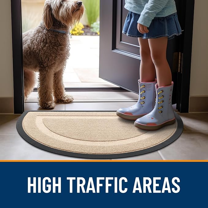 OLANLY Half Circle Front Door Mat Outside 33x21 All-Season Rubber Doormat | - Image 6