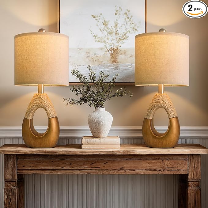 OYEARS 19" Table Lamps Set of 2, Boho Lamps by OYEARS