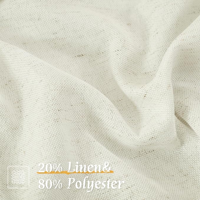 Light Filtering Cream Linen Blended Curtains 63 Inch - Image 2