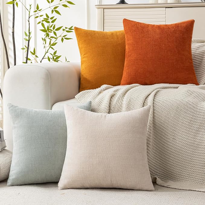 Set of 4 Soft Textured Decorative Throw Pillow Covers 20x20 Inch Cozy Farmhouse - Image 3