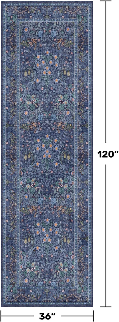 Dark Blue 3x10 Extra Long Wide Runner Rug - Image 2