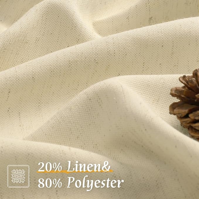 Light Filtering Beige Linen Curtains - Image 2