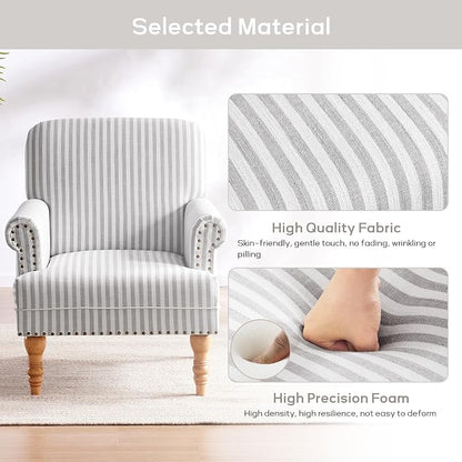 HUIMO Linen Fabric Accent Chair, Mid-Century Modern Armchair - Image 5