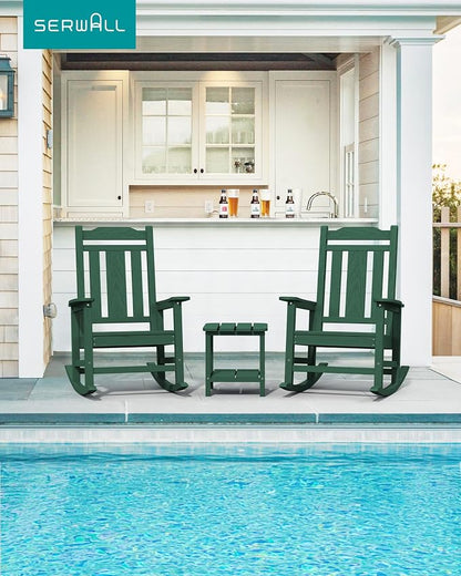 SERWALL HDPE Outdoor Rocking Chair Set of 4, Patio Rocking Chairs Set, Rocking - Image 2