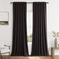 Cocoa Coffee 100% Blackout Linen Curtains 120 Inch Length 2 Panels Set by Guken