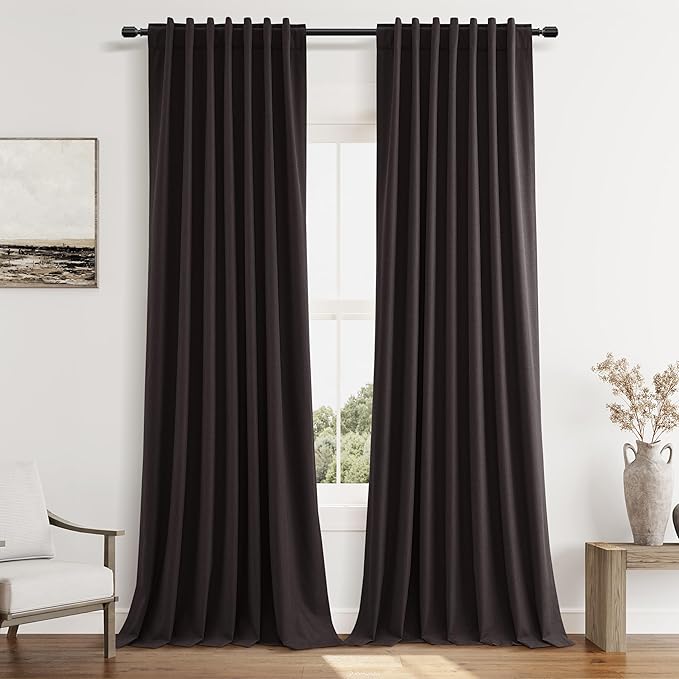 100% Blackout Curtains 102 Inch Length 2 Panels Set by Guken