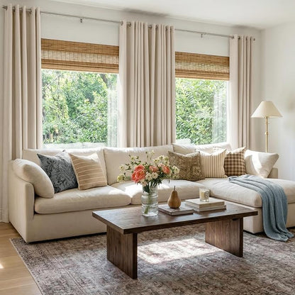 100% Blackout Linen Textured Curtains 90 Inch Long, Oatmeal | 100% Blackout - Image 5