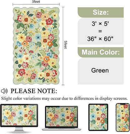 DUKINO 3x5 Area Rugs, Non Slip Floral Washable Rug - Image 2