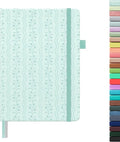 &And Per Se Dotted Journal Notebook for Women&Men with Pattern, A5 Leather Hardcover, 160 Pages 100GSM Thick Dotted Paper, 3 Sheets of Stickers Included(Light Blue)