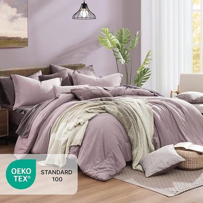 Monbix Full Size Comforter Set, Lilac Bedding Comforter - Image 4