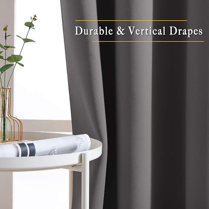 NICETOWN Grey Bedroom Curtains Blackout 96 inches Long, Grommet Energy Saving - Image 3