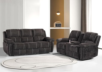 Betsy Furniture Modern Fabric Recliner Sofa Set, Loveseat w/Console, Recliner by BetsyFurniture