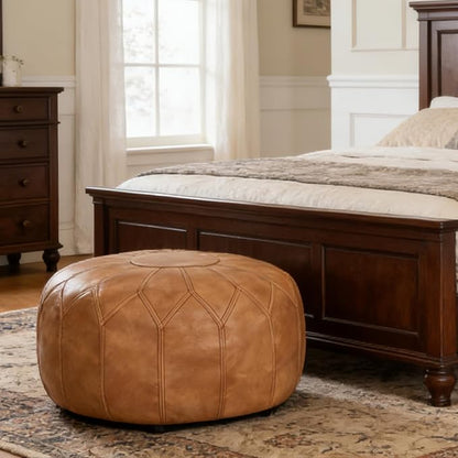 Thgonwid Unstuffed Moroccan Faux Leather Pouf Ottoman - Image 9