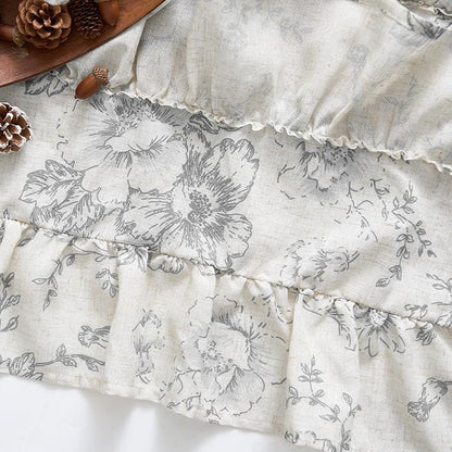 jinchan Ruffled Floral Valance Gray Shabby Chic Small Window Curtain 18 Inch - Image 7