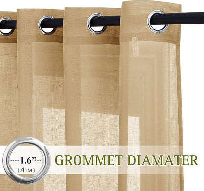 NICETOWN Sheer Curtains Flax Texture 84 inch Length, Grommet Semi Sheer Window - Image 2