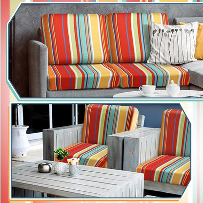 Geyoga 8 Pcs Patio Stretch Sofa Cushion Covers Outdoor Cushion Covers - Image 3