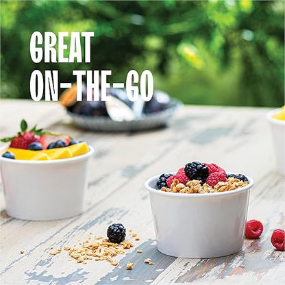 Stack Man Paper Food Container with Lid, Insulated Food Cups with Vented Lids - Hot or Cold To Go Soup Cup, for Soups, Ice Cream and Yogurt - Eco-Friendly - White