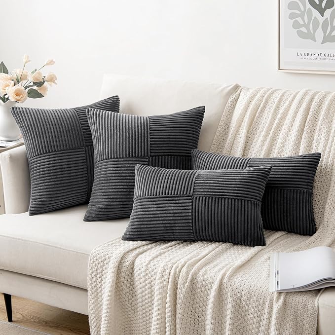 MIULEE Grey Decorative Lumbar Throw Pillow Covers 12x20 Inch - Image 4