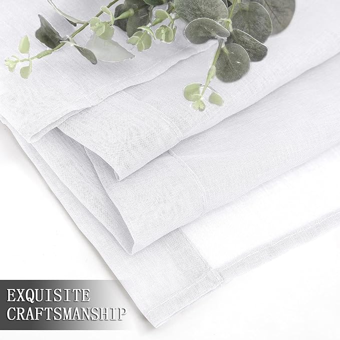 Tollpiz Sheer Curtains Bedroom Linen Textured Curtain Sheers Light Filtering - Image 7
