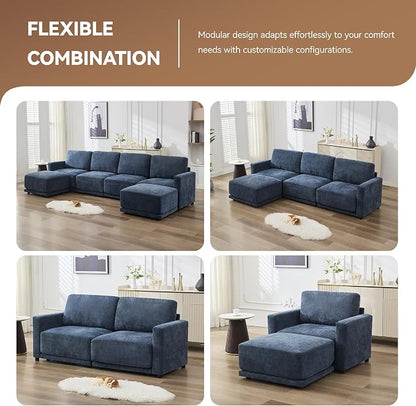 110.6" L Shaped Sectional Sofa, Modular Cloud Deep Seat Couch - Image 6