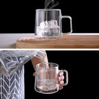 CNGLASS 15.2oz(4-pack) Glass Coffee Mugs,Double Wall Insulated Glass Mugs with Handle,Clear Espresso Mugs for Latte,Cappuccino,Tea Bag