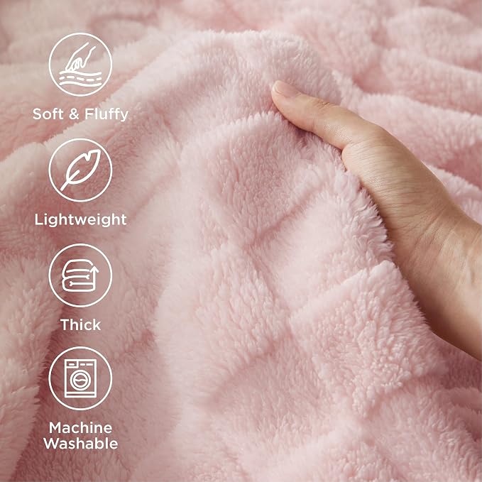 Bedsure GentleSoft Baby Pink Throw Blanket - Image 3