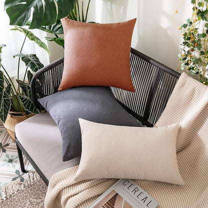 MIULEE Pack of 2 Decorative Outdoor Solid Waterproof Throw Pillow Covers Faux - Image 7
