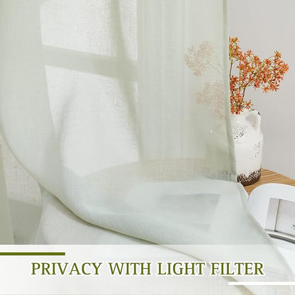 NICETOWN Sheer Linen Burlab Curtains & Drapes, Grommet Top Casual - Image 5