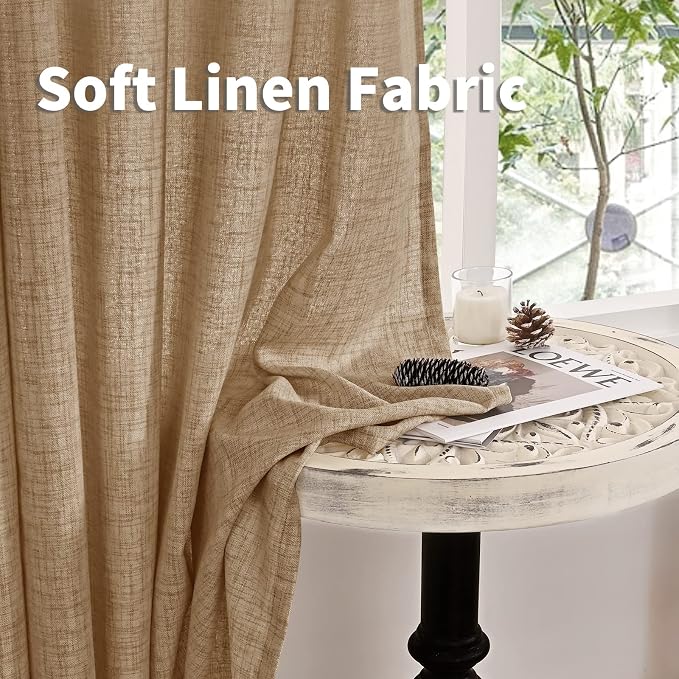 YoungsTex Burlap Linen Curtains 63 Inch Length 2 Panels - Image 9