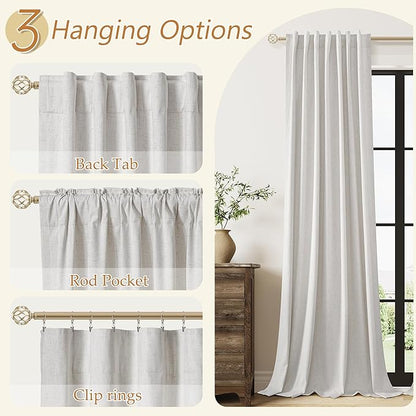 100% Natural Linen Blackout Curtains 84 Inch Long 2 Panels Set - Image 6