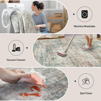 8x10 Area Rugs for Living Room: Washable Abstract Multi Color Carpet | Non-slip - Image 4