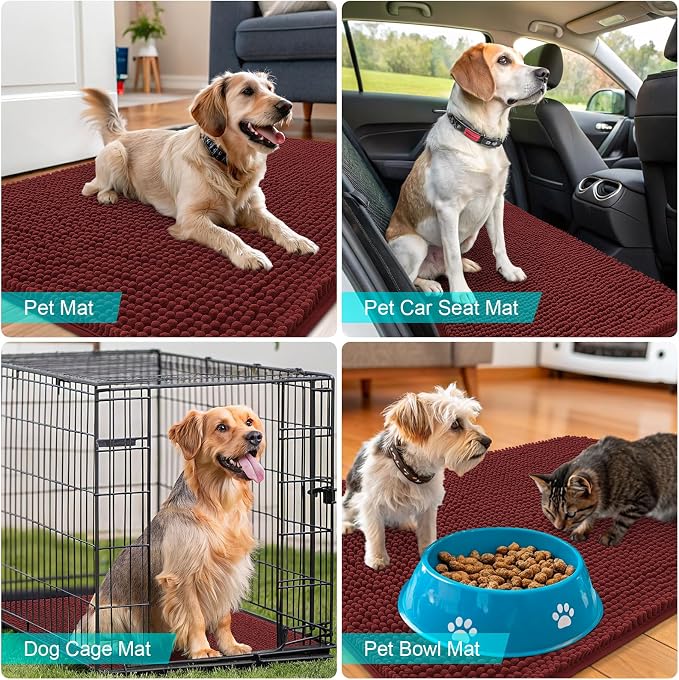 OLANLY Dog Door Mat for Muddy Paws 50x30, Super Absorbent Chenille Mud Mat | - Image 7