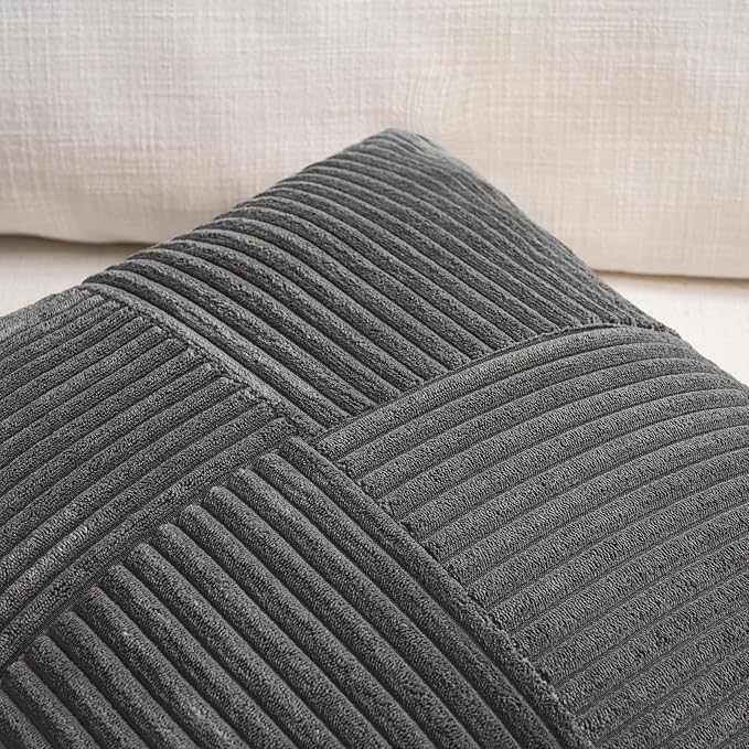 Fancy Homi 2 Packs Dark Gray Lumbar Decorative Throw Pillow Covers 14x24 Inch - Image 3