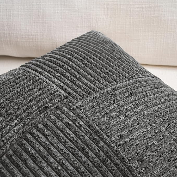 Fancy Homi 2 Packs Dark Gray Long Lumbar Decorative Throw Pillow Covers 12x24 - Image 3