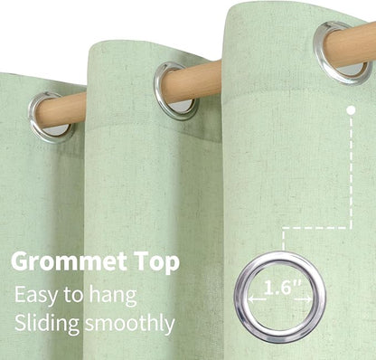 YoungsTex 63 Inch Length Sage Linen Curtains - Image 6