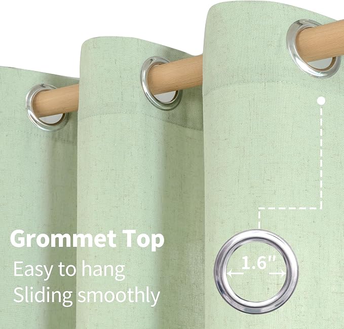 YoungsTex 80 Inch Length Sage Linen Curtains - Image 6