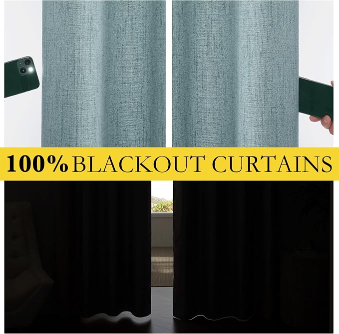 NICETOWN 100% Absolutely Blackout Linen Curtains - Image 4