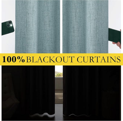 NICETOWN 100% Absolutely Blackout Linen Curtains - Image 4