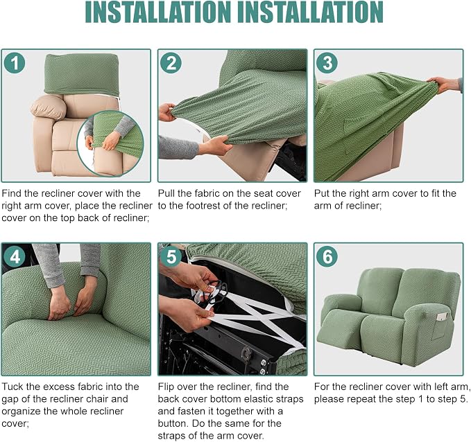 Genina Recliner Chair Cover, Stretch Reclining Chair Covers, Recliner Sofa - Image 7