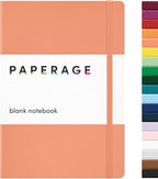 PAPERAGE Blank Journal Notebook, (Coral), 160 Pages, Medium 5.6 in x 8 in - 100 GSM Thick Paper – Hardcover Journaling Notebook for Work, School, Note Taking or Sketching