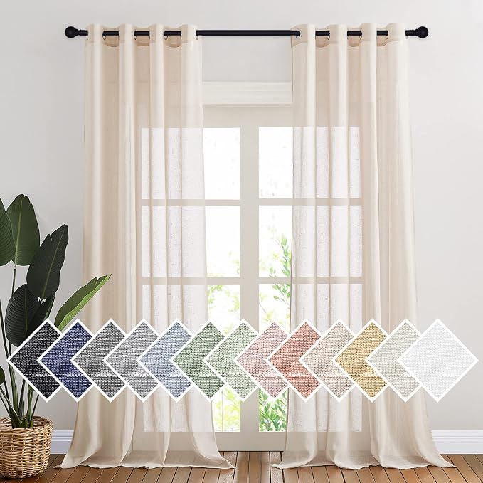 NICETOWN Flax Linen Sheer Curtains 108" Length by NICETOWN