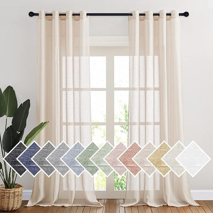 NICETOWN Linen Textured Sheer Faux Flax Window Curtains, 2 Pieces by NICETOWN