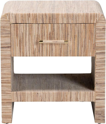 Bali & pari Callan Bohemian Woven Natural Grasscloth 1-Drawer Nightstand - Image 5