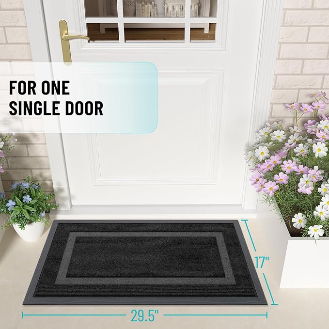 OLANLY Front Door Mat Outside 29.5x17, All-Season Heavy-Duty Rubber Doormat | - Image 2